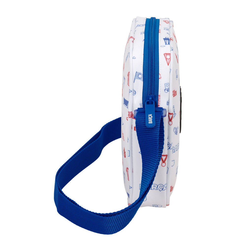Bandolera SAFTA del F.C. Barcelona blanca con escudo y correa azul ajustable - 3