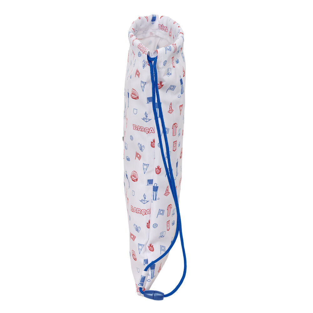 Saco Baby F.C. Barcelona blanco con escudo y cordones azules - 3