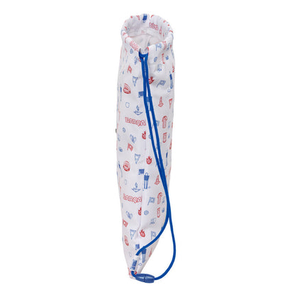 Saco Baby F.C. Barcelona blanco con escudo y cordones azules - 3