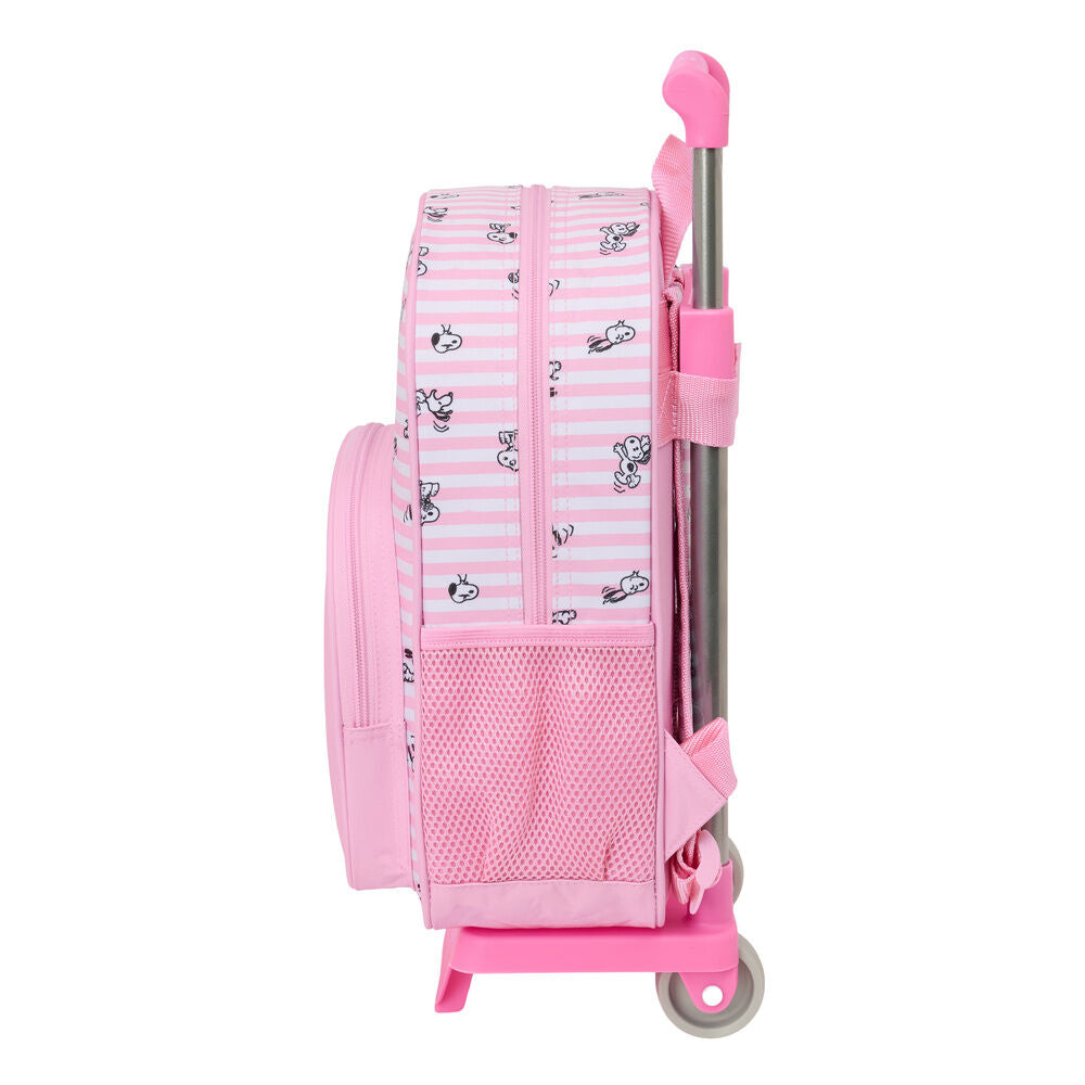 Trolley extraíble rosa de Snoopy con mochila y bolsillo frontal - 3