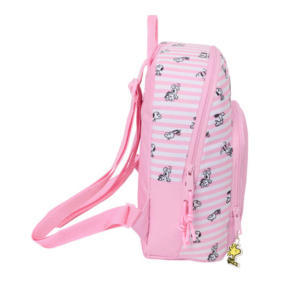 Mochila rosa SAFTA de Snoopy con rayas y bolsillo frontal - 3