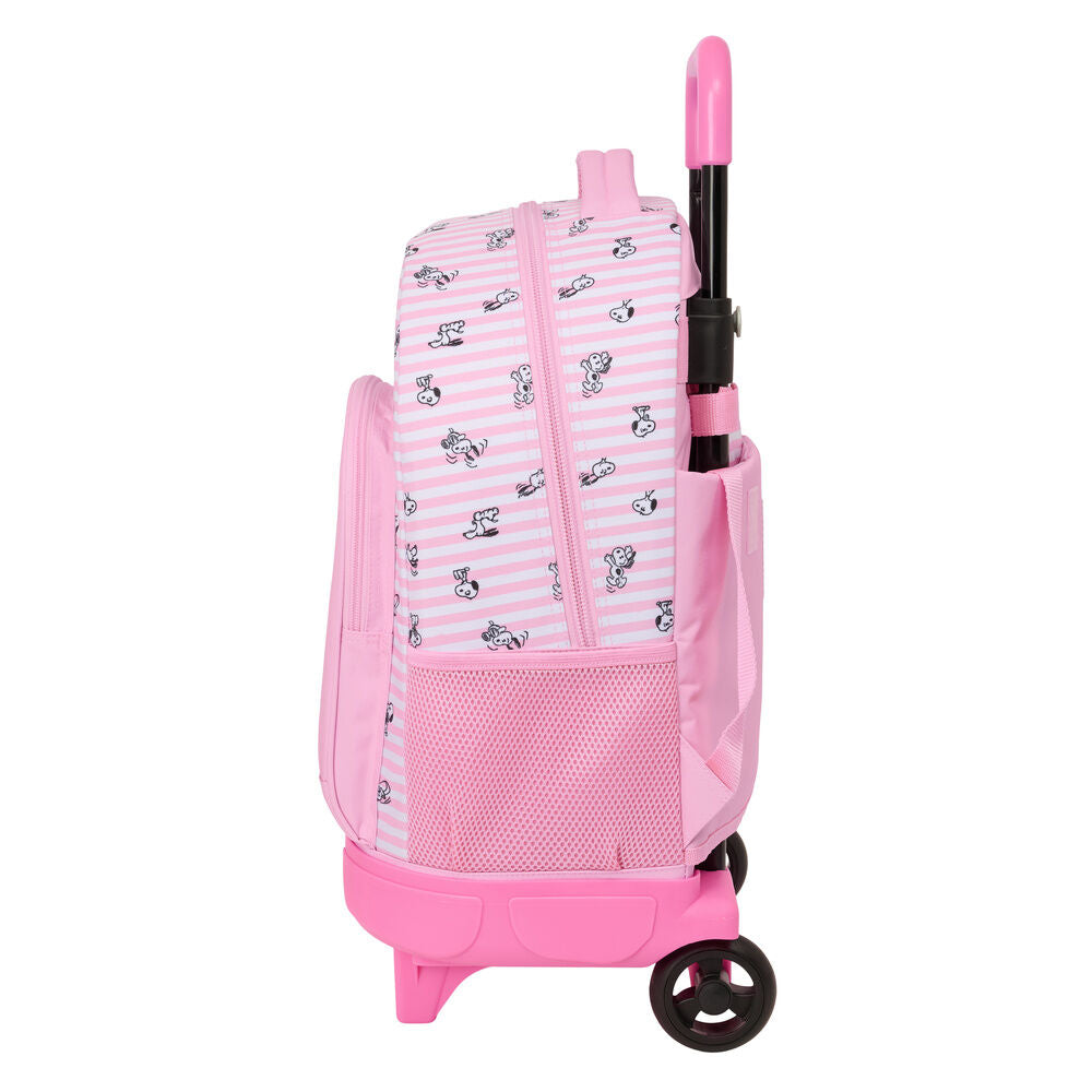 Trolley extraíble rosa de Snoopy con mochila, ruedas y asa telescópica - 3