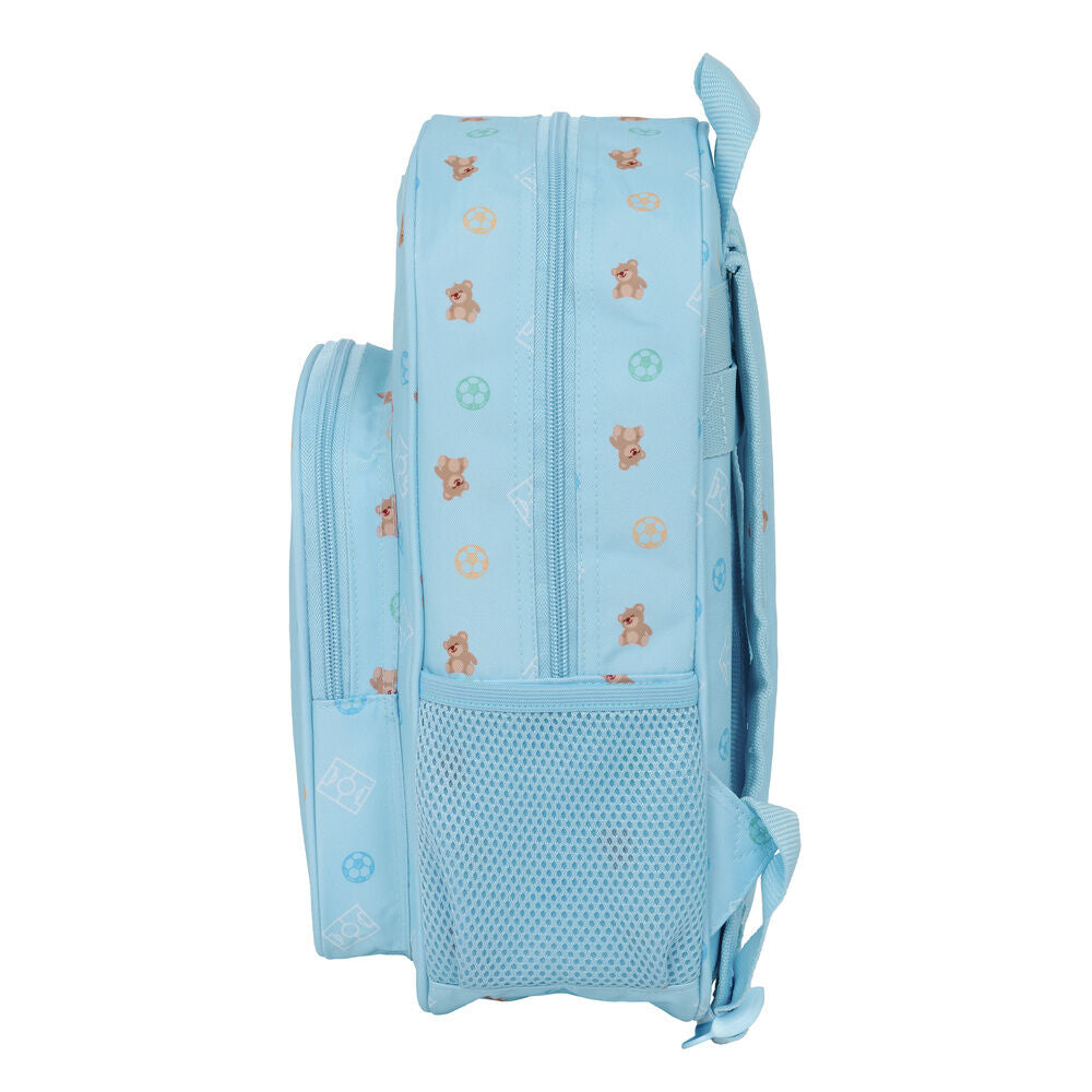 Mochila Baby azul claro del Real Madrid con oso y estampado de balones - 3