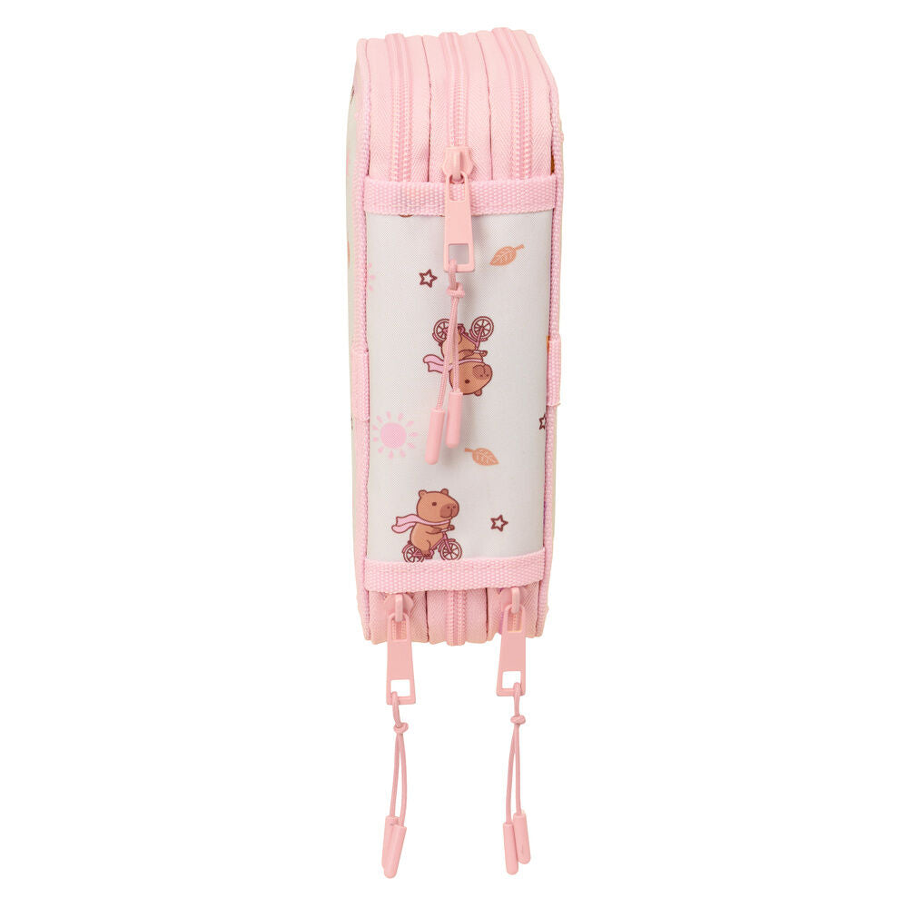 Plumier triple rosa Capibara SAFTA con tres compartimentos - 3