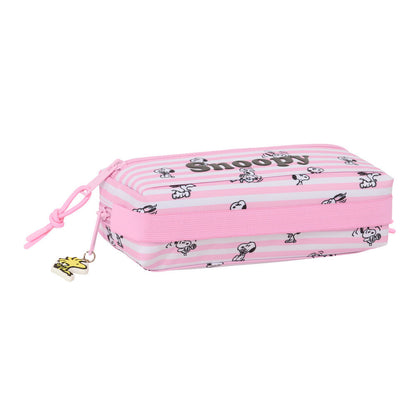 Portatodo triple Snoopy rosa con tres cremalleras - 4