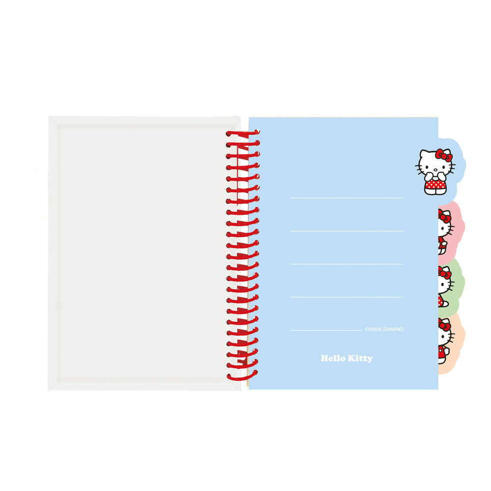 Cuaderno A5 rojo de Hello Kitty con tapas duras y encuadernación de espiral - 3