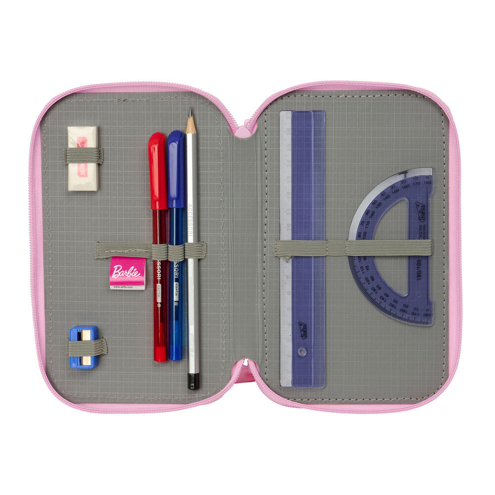 Plumier triple rosa Barbie Ballet con material escolar - 4