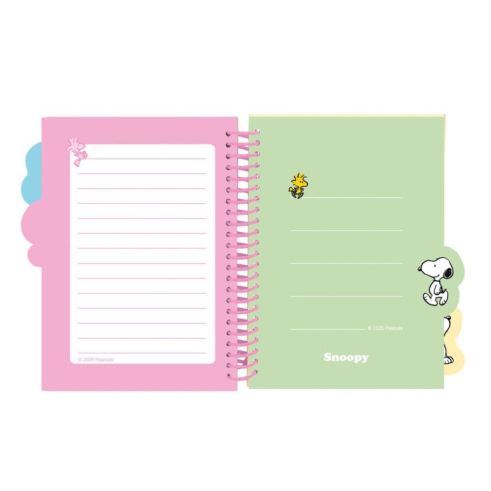 Cuaderno A5 azul de Snoopy con espiral rosa y separadores - 3