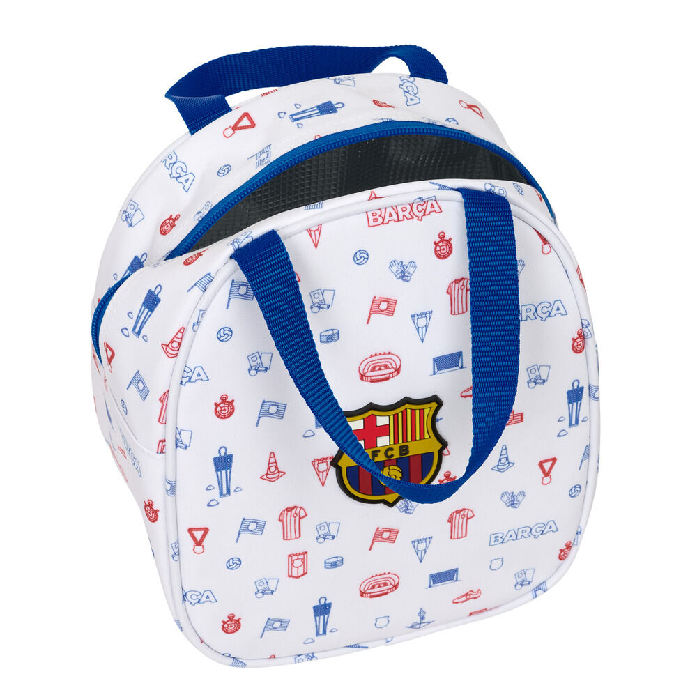 Bolsa portameriendas Baby F.C. Barcelona blanca con escudo y asa azul - 4