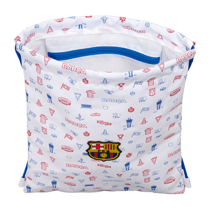 Saco Baby F.C. Barcelona blanco con escudo y cordones azules - 4
