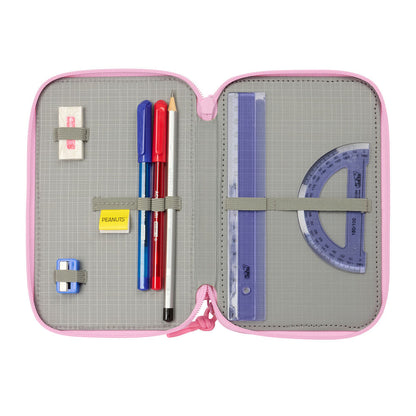 Portatodo triple rosa de Snoopy SAFTA con material escolar - 4