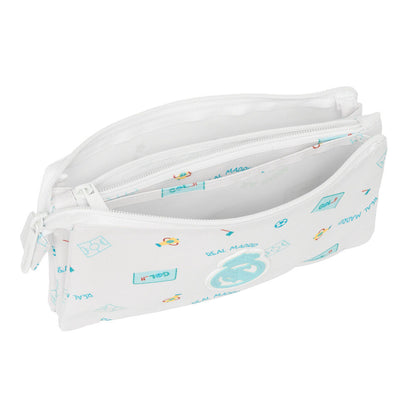Portatodo triple Baby Real Madrid blanco con oso y tres compartimentos - 3