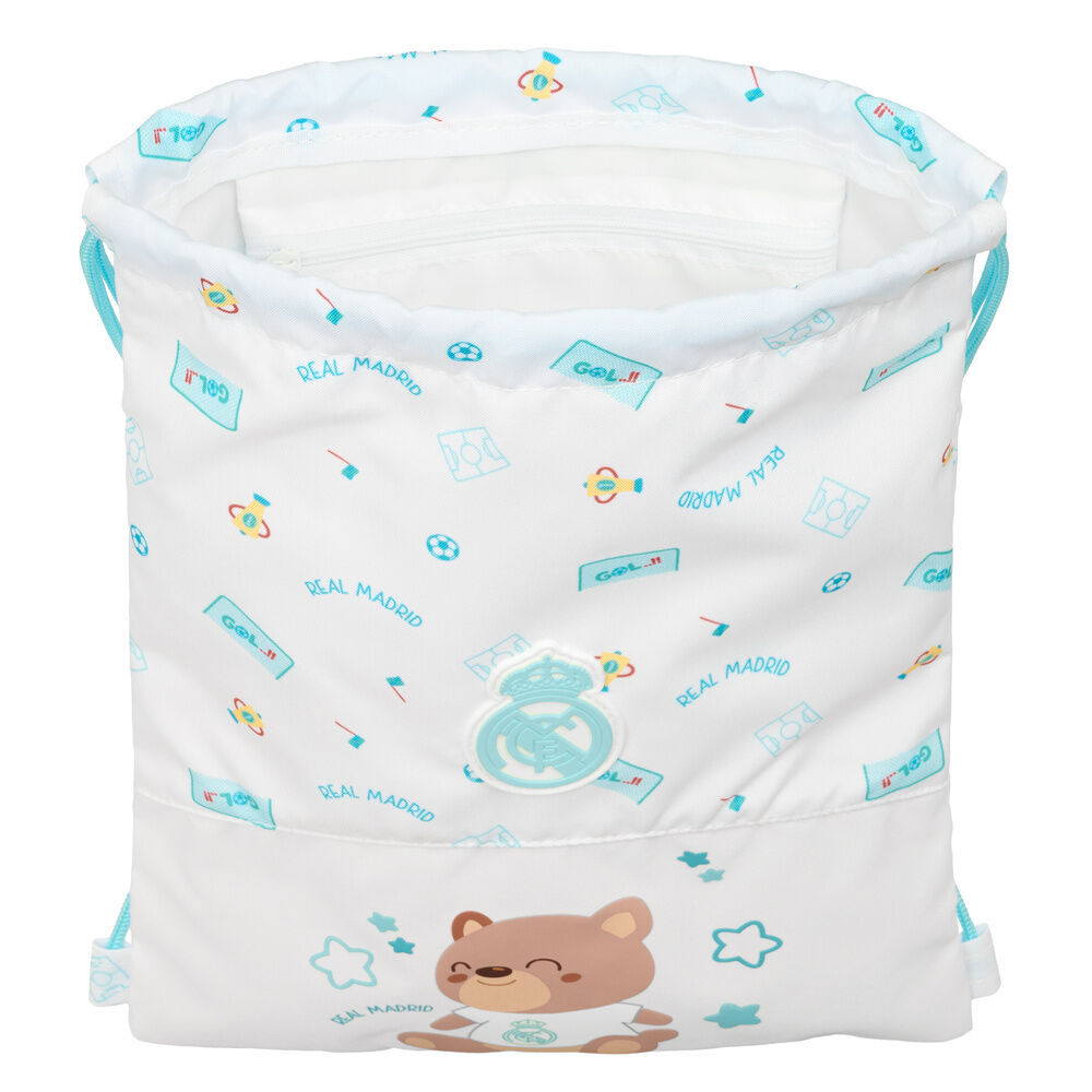 Saco Baby Real Madrid blanco con escudo y oso infantil - 4