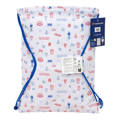 Saco Baby F.C. Barcelona blanco con escudo y cordones azules - 5