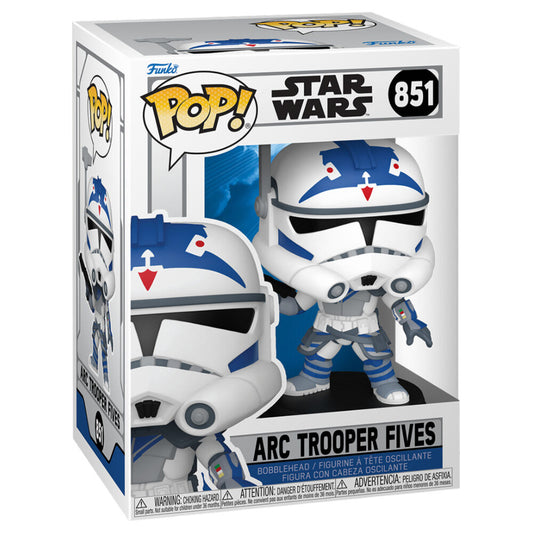 Figura Funko POP! de ARC Trooper Fives con armadura blanca y azul sobre base Star Wars - 2