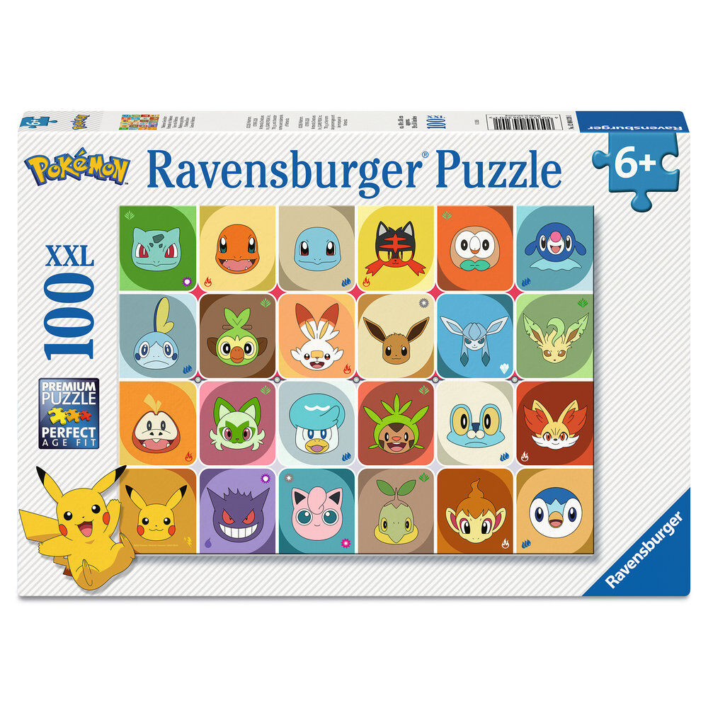 Puzzle Pokémon XXL Ravensburger de 100 piezas con Pikachu y otros Pokémon