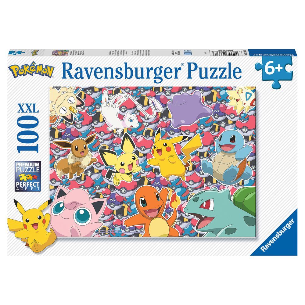 Puzzle XXL Pokémon Ravensburger de 100 piezas con Pikachu y otros Pokémon