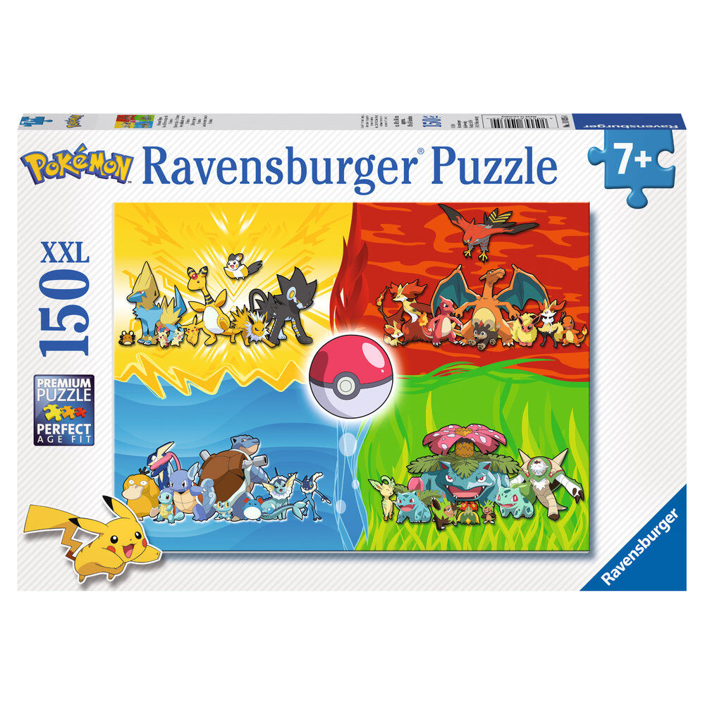 Puzzle Pokémon XXL Ravensburger de 150 piezas con Pikachu y varios Pokémon