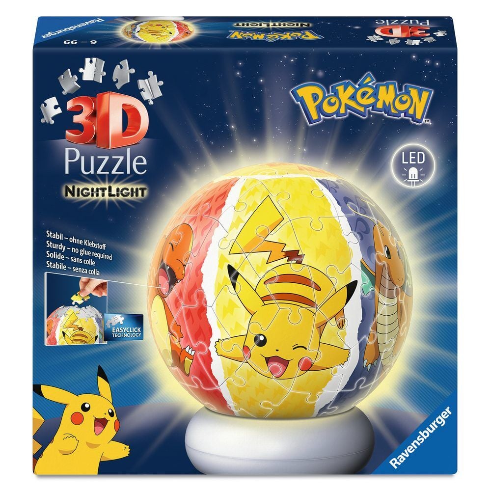 Puzzle Ball 3D Pokémon de Ravensburger con Pikachu y luz LED