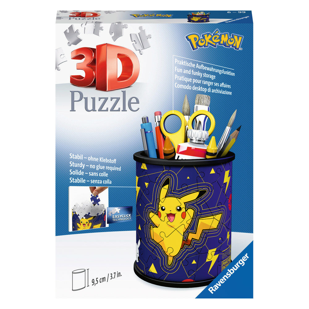 Puzzle 3D portalápices Pokémon con diseño de Pikachu