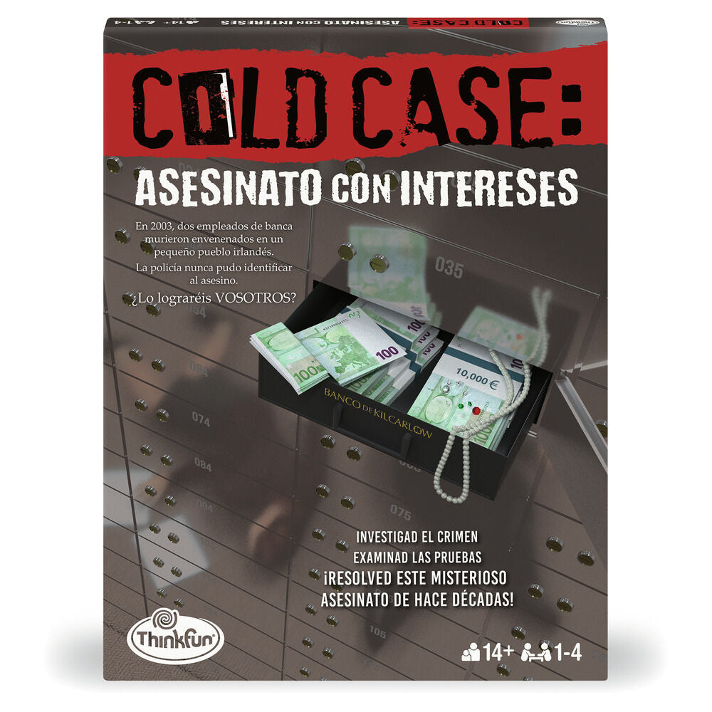 Caja del juego de mesa Asesinato con intereses de Ravensburger ThinkFun