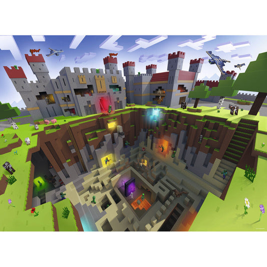 Puzzle XXL Ravensburger de Minecraft con castillo y paisaje - 2