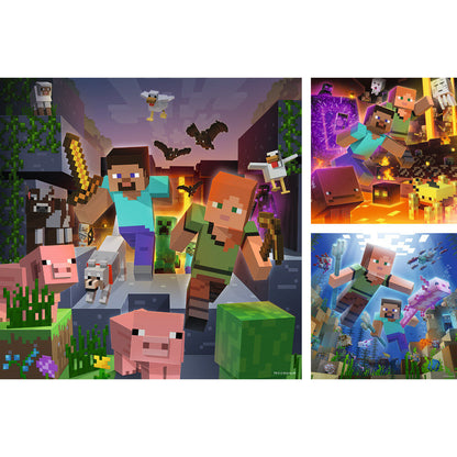 Set Ravensburger de 3 puzzles Minecraft de 49 piezas - 2