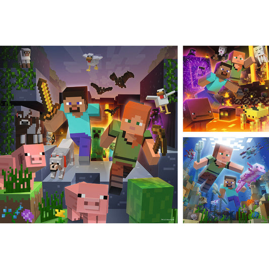 Set Ravensburger de 3 puzzles Minecraft de 49 piezas - 2