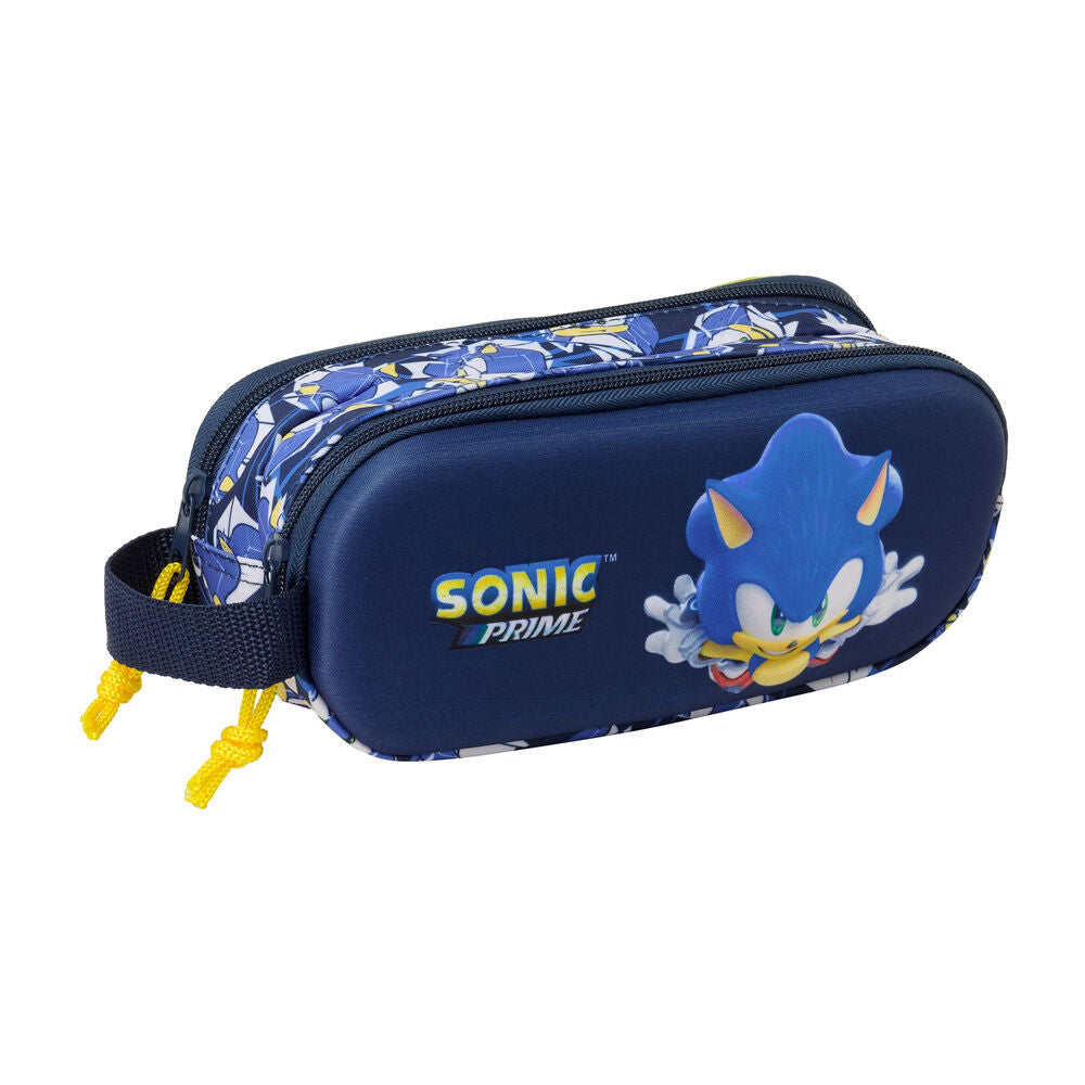 Portatodo doble azul de Sonic Prime con dos cremalleras y asa lateral - 7