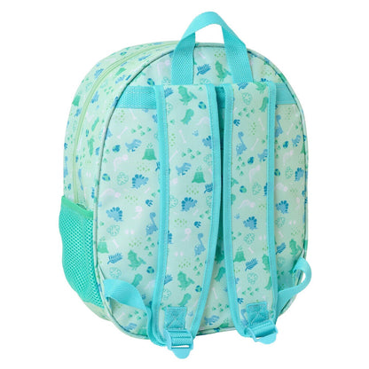 Mochila infantil verde agua con dinosaurio azul en relieve - 5