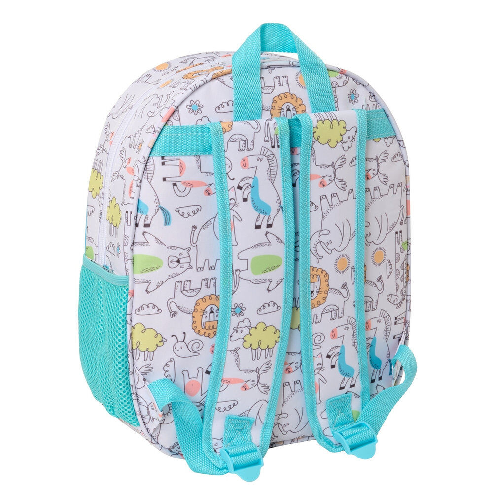 Mochila 3D turquesa con ilustración de león - 5