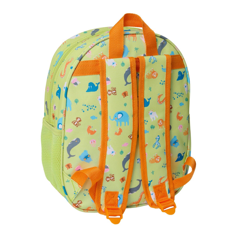 Mochila infantil verde SAFTA con diseño 3D de un león - 4
