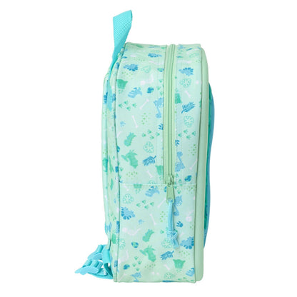 Mochila 3D verde menta con dinosaurio azul - 6
