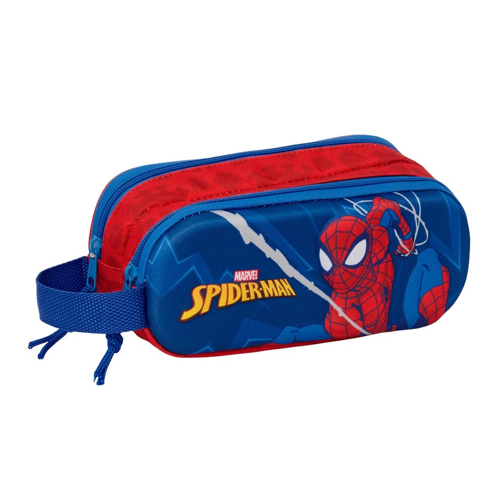 Portatodo doble 3D azul y rojo de Spider-Man Marvel con asa lateral