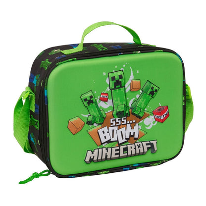 Bolsa portameriendas térmica 3D de Minecraft verde con Creepers