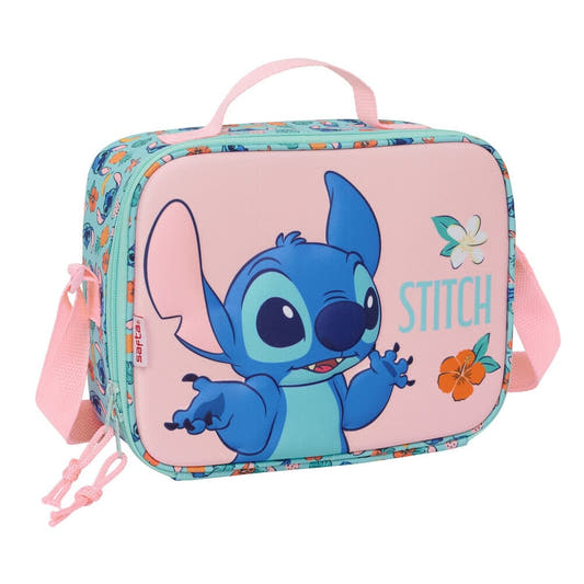 Bolsa portameriendas térmica Stitch Disney rosa y turquesa