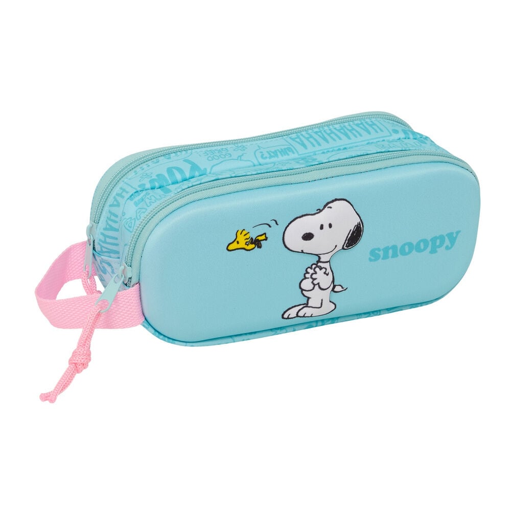 Portatodo 3D doble Snoopy turquesa con dos cremalleras