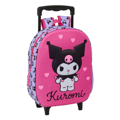Trolley 3D rosa de Kuromi Hello Kitty con asa extensible