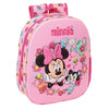 Mochila rosa 3D de Minnie Disney con flores y bolsillo lateral