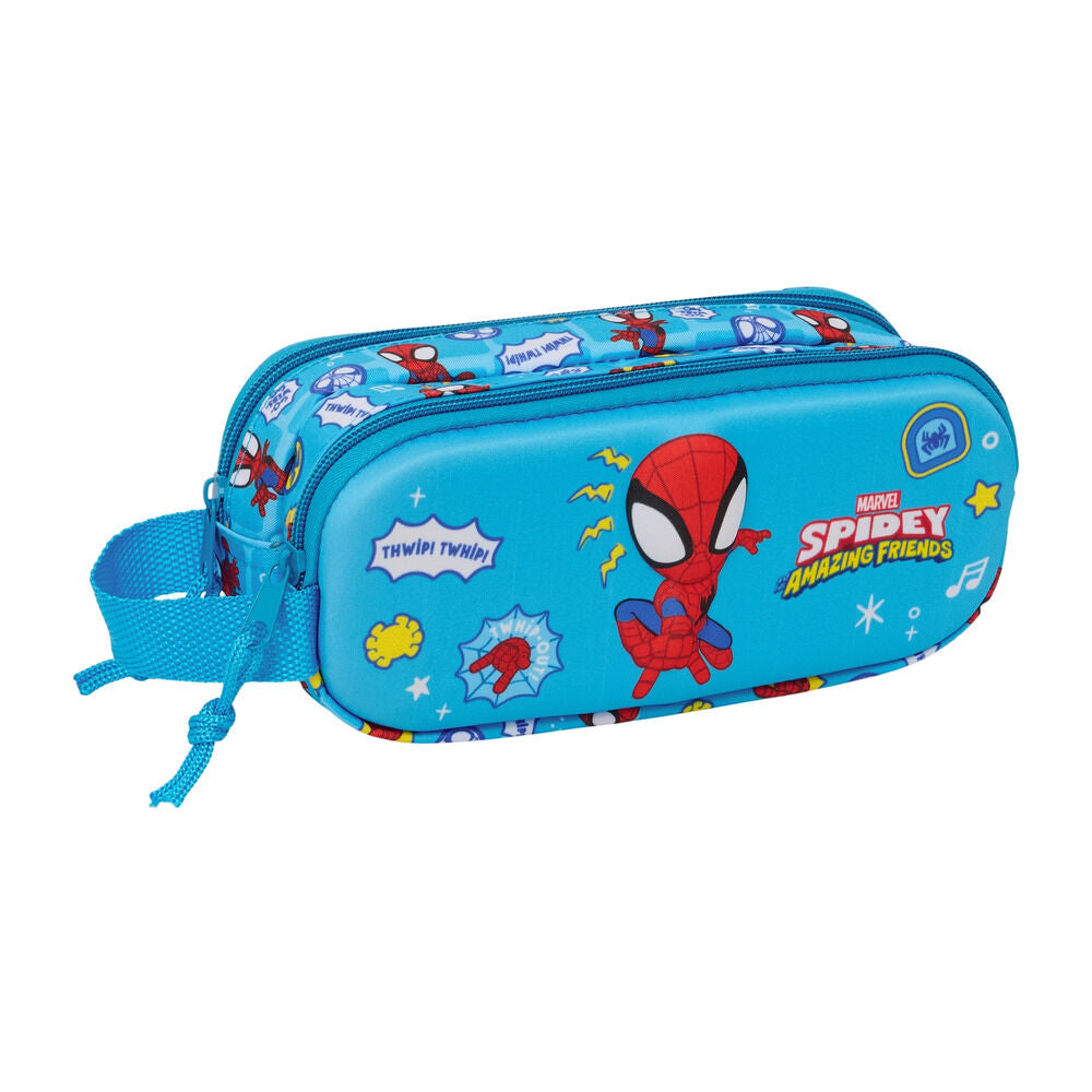 Portatodo doble 3D azul de Spidey Marvel con dos compartimentos