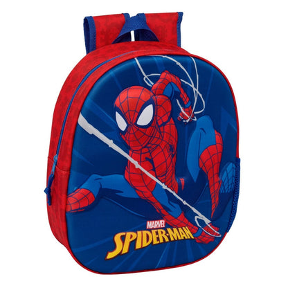Mochila 3D Spider-Man Marvel azul y roja con bolsillo lateral