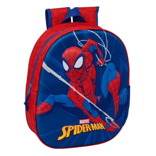 Mochila 3D Spider-Man Marvel azul y roja con bolsillo lateral