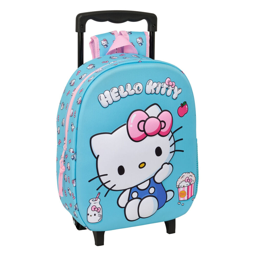 Trolley escolar 3D turquesa de Hello Kitty SAFTA