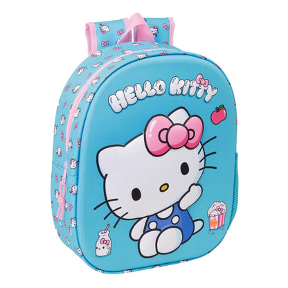 Mochila azul 3D de Hello Kitty con hombreras rosas