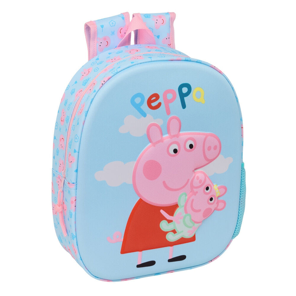 Mochila 3D azul de Peppa Pig con bolsillo lateral