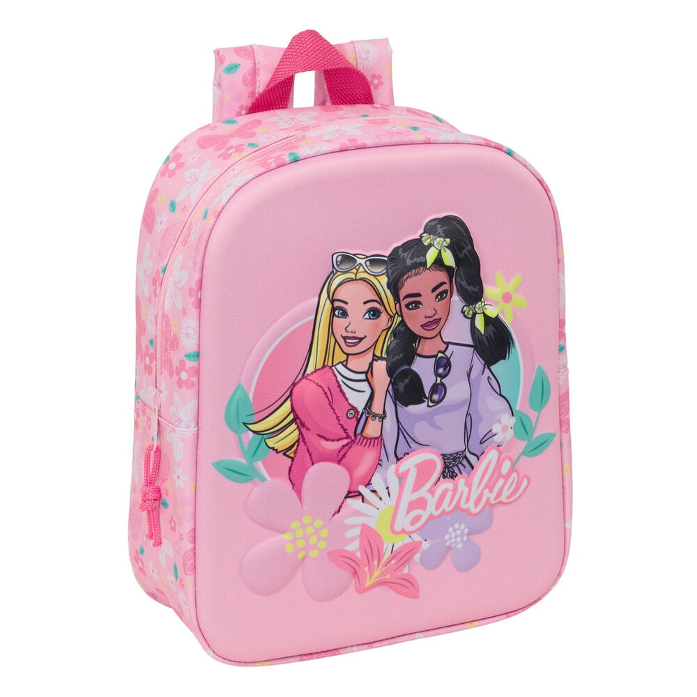 Mochila rosa 3D de Barbie con diseño floral