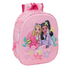 Mochila 3D Barbie rosa con estampado floral y bolsillo lateral