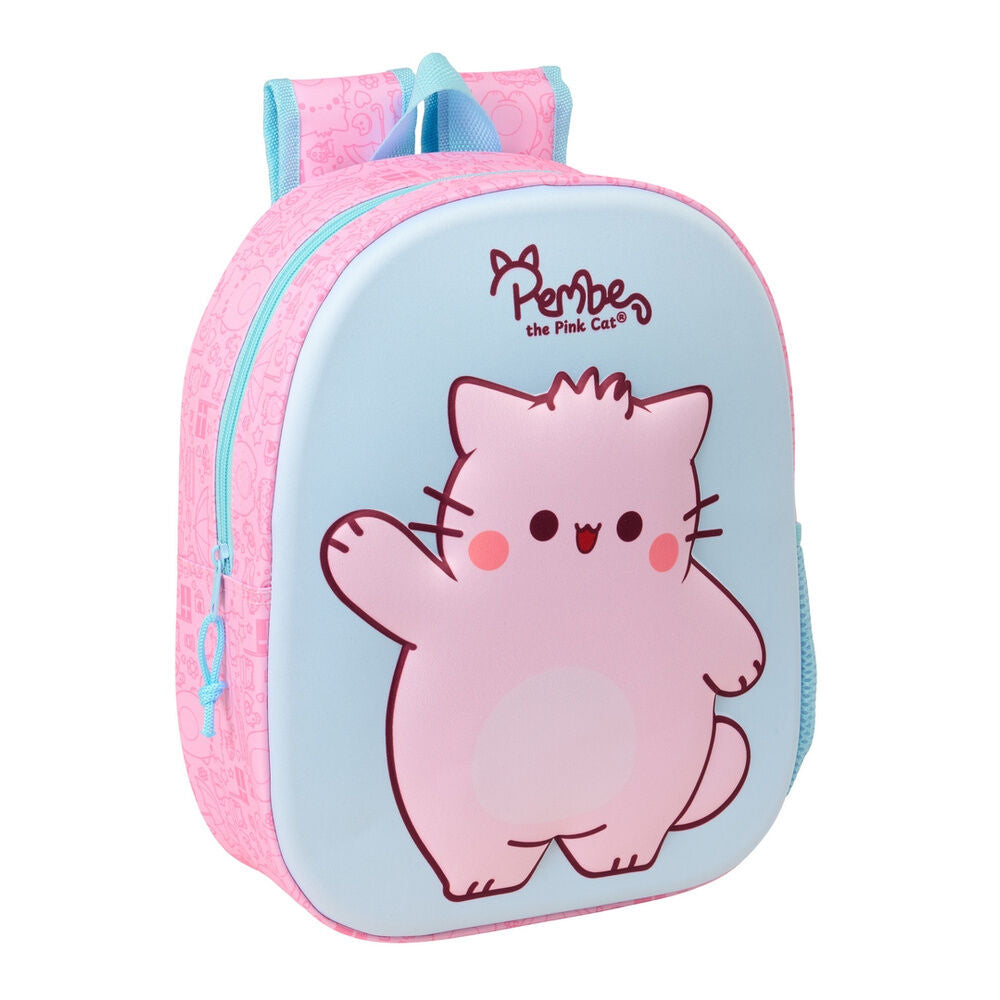 Mochila 3D Pembe The Pink Cat rosa y azul