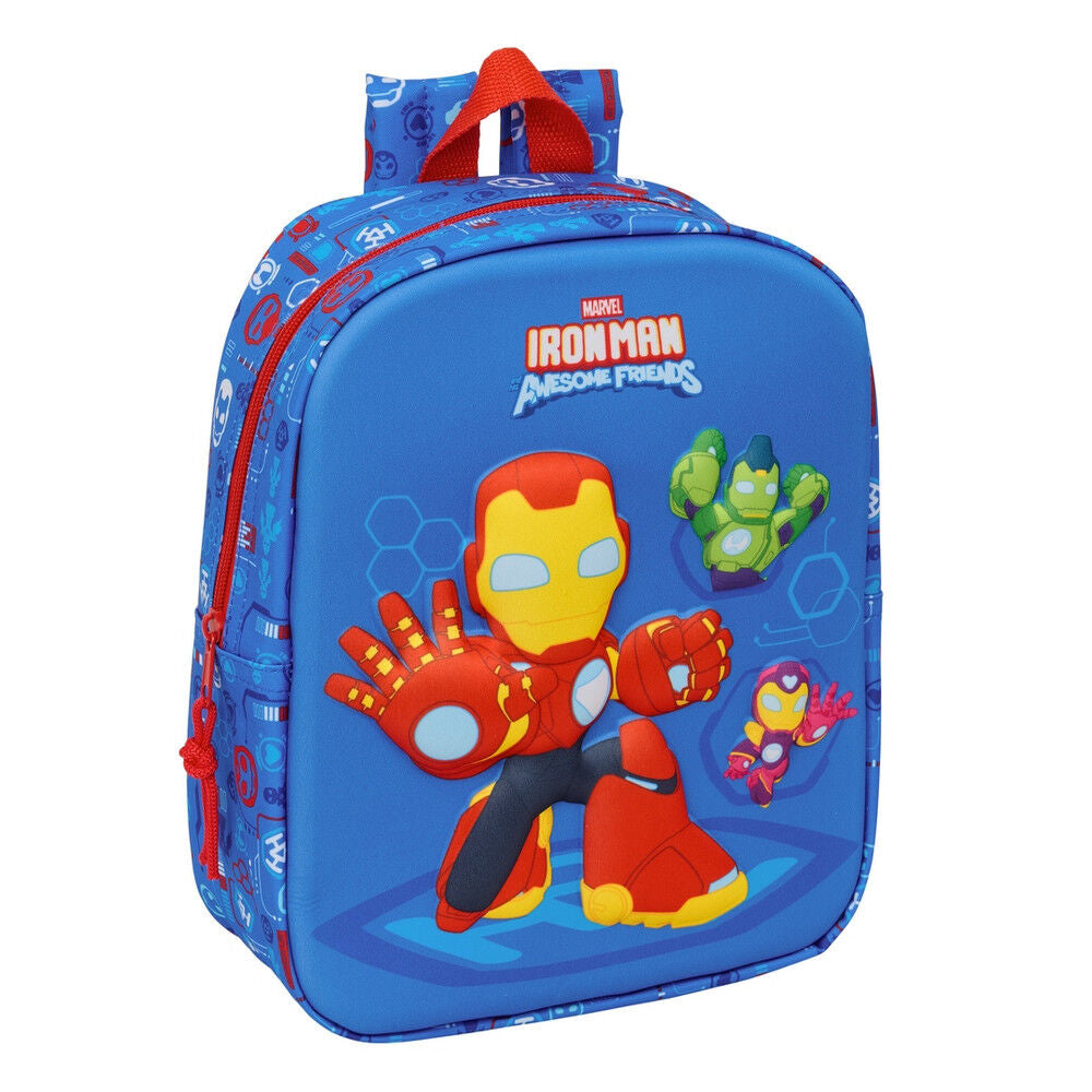 Mochila 3D azul de Iron Man Marvel con asa superior