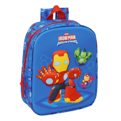 Mochila 3D azul de Iron Man Marvel con asa superior